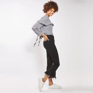 2/$30 Topshop Moto DREE Jeans High Rise Crop Kick Flare Washed Black W26 #9327